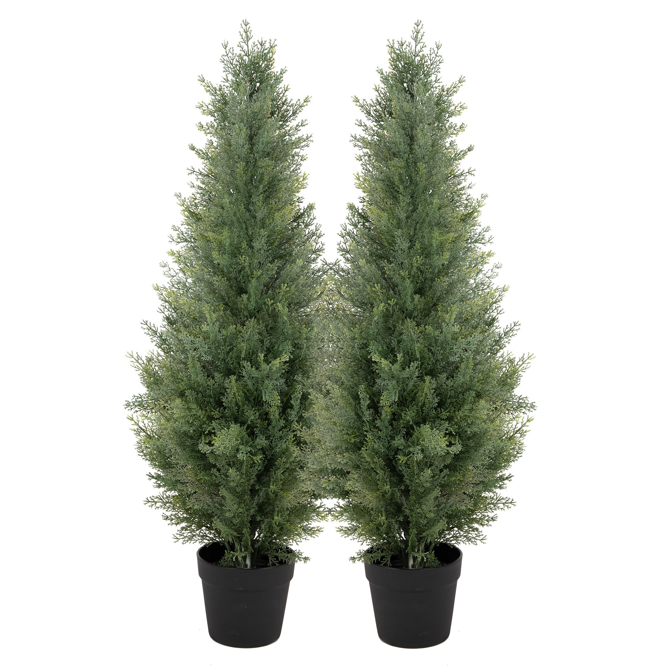 RosyHaven 2pcs 3/4/5ft UV Resistant Artificial Topiary Trees Outdoor, Faux Cedar Tree with Full & Realistic Leaves for Front Door Proch Patio Deck Room Decor