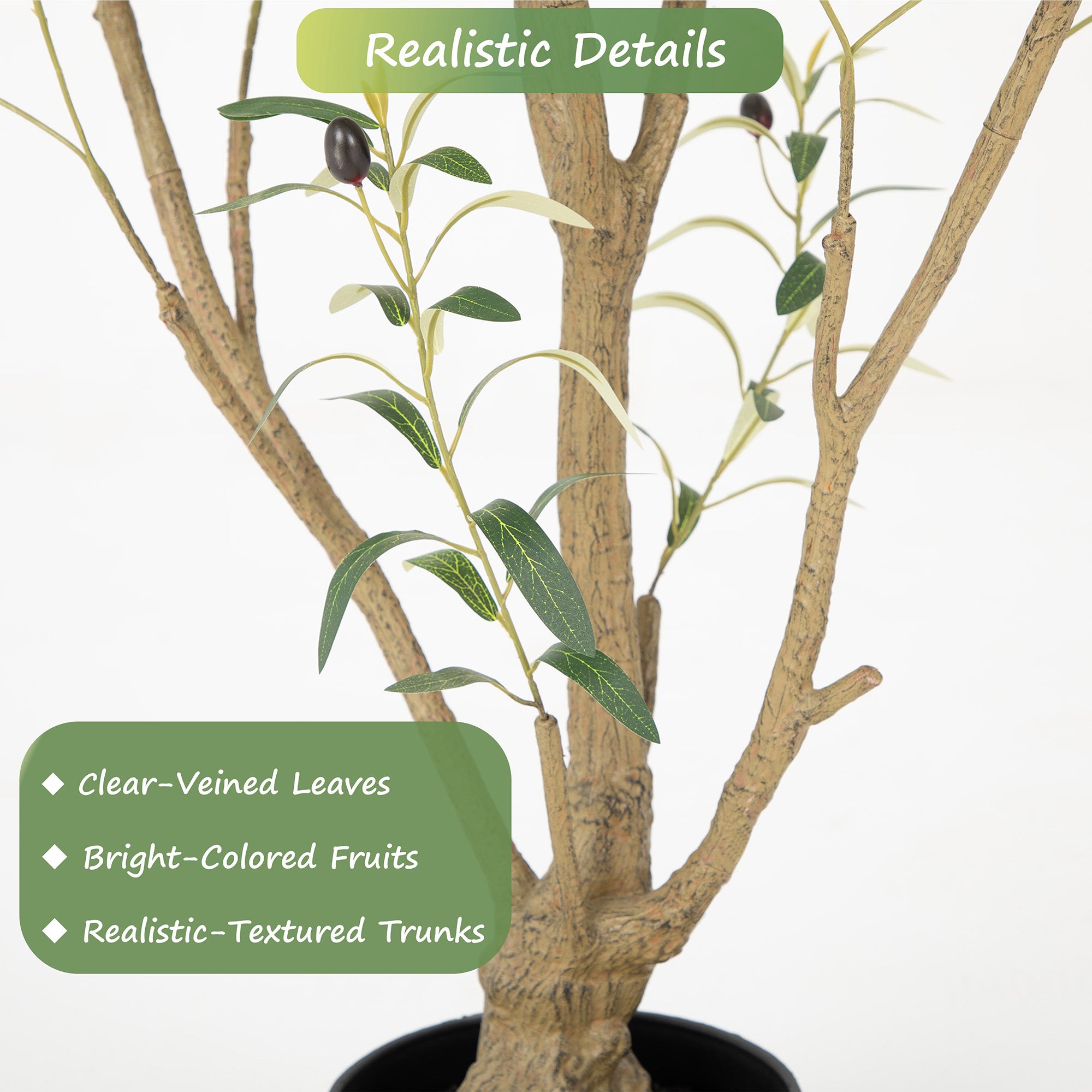 RosyHaven 5/6/7/8ft Super Full Artificial Olive Tree Indoor with Realistic Leaves and Branches, Vibrant Fruits , Large Faux Olive Tree for Living Room Corner Bedroom Garden Porch Balcony Outdoor Decor
