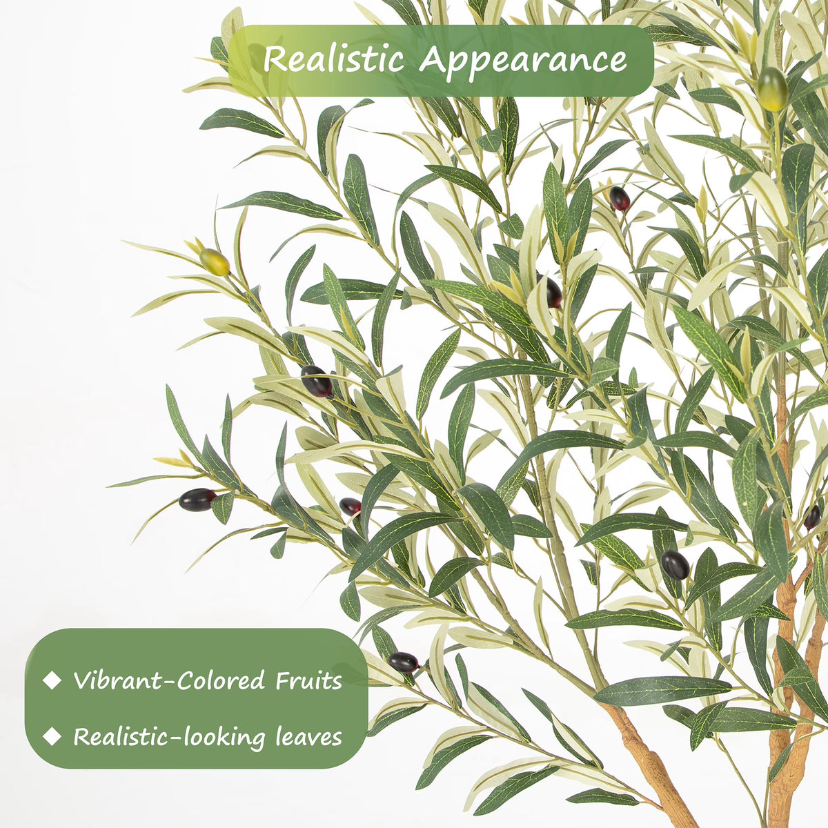 RosyHaven 6ft Realistic Olive Trees Artificial Indoor,72" Faux Olive Tree with Real Wood Trunks,Lifelike Leaves & Vibrant Fruits for Home Office Living Room Bedroom Garden Porch Balcony Corner Decor