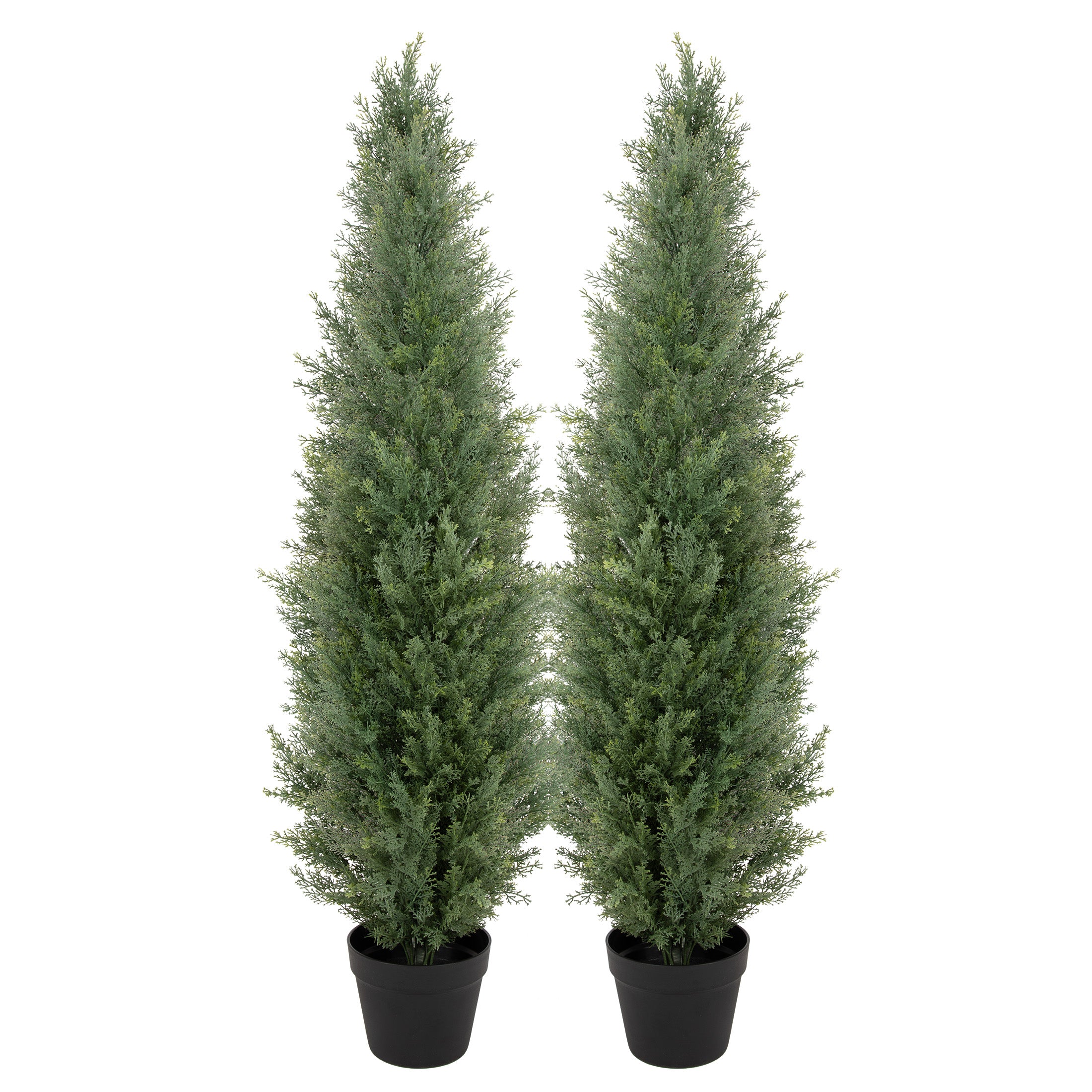 RosyHaven 2pcs 3/4/5ft UV Resistant Artificial Topiary Trees Outdoor, Faux Cedar Tree with Full & Realistic Leaves for Front Door Proch Patio Deck Room Decor