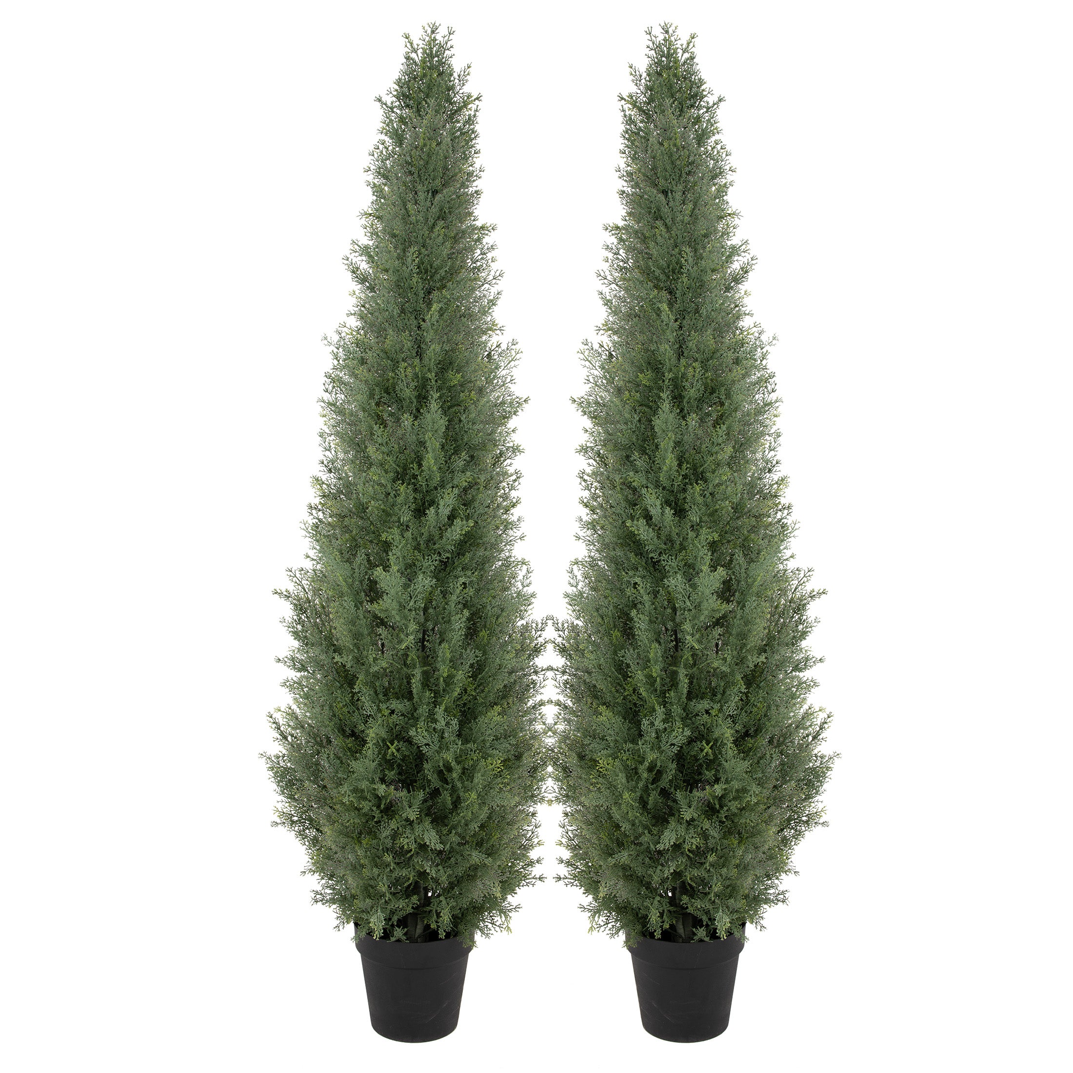 RosyHaven 2pcs 3/4/5ft UV Resistant Artificial Topiary Trees Outdoor, Faux Cedar Tree with Full & Realistic Leaves for Front Door Proch Patio Deck Room Decor