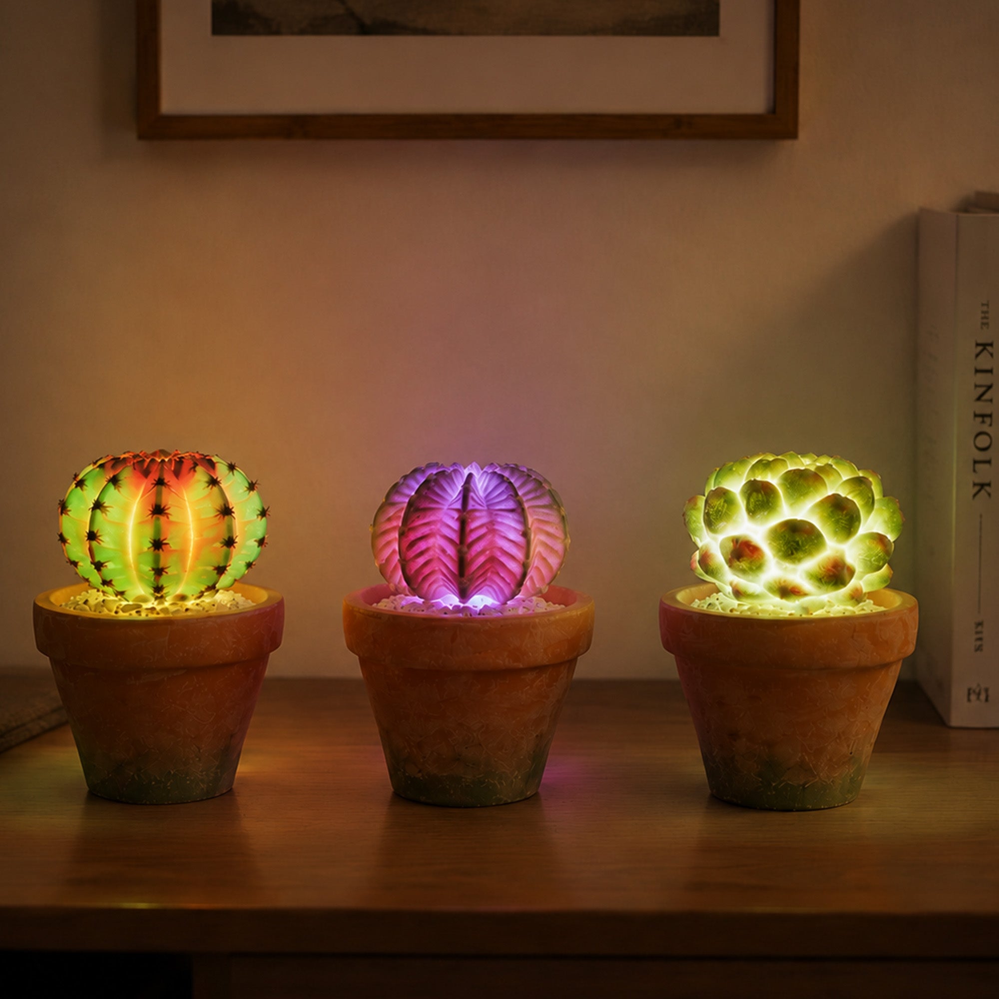 RosyHaven 5.6"+5.8"+5.6"/6.8"+7"+6.7"/7.7"+7.9"+7.9"/9.5" +10.3"+9.3"Small Artificial Succulents Plants in Terracotta Pot with Warm White & Multicolor Changing Light,Set Of 3 Fake Succulents for Table Desk Bathroom Kitchen Bedroom Shelf Decor