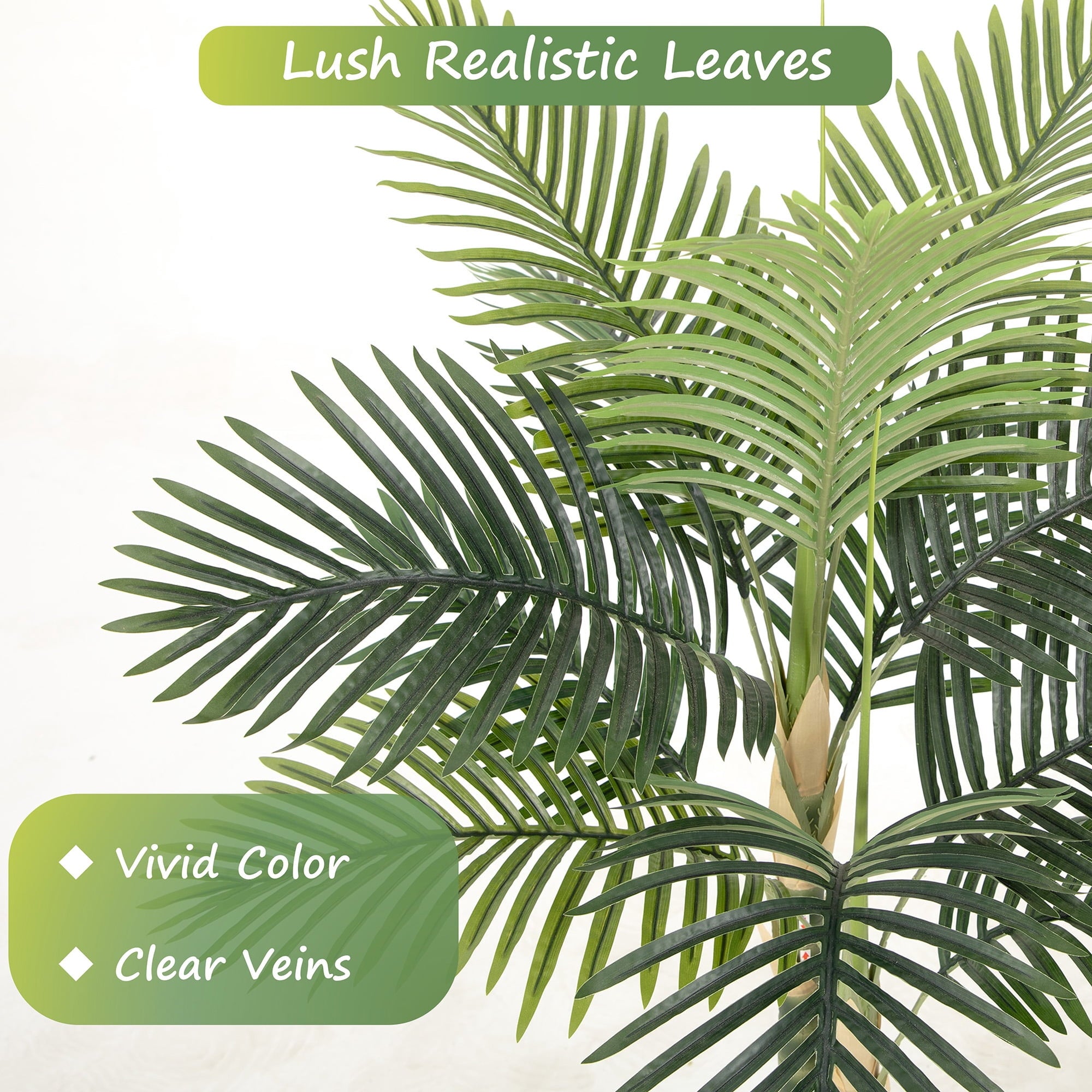 RosyHaven 5ft UV Resistant Artificial Golden Cane Palm Tree with Full Leaves and Realistic Trunks,60"Faux Palm Tree,Fake Palm Tree for Poolside Patio Living Room Balcony Outdoor Indoor Decor