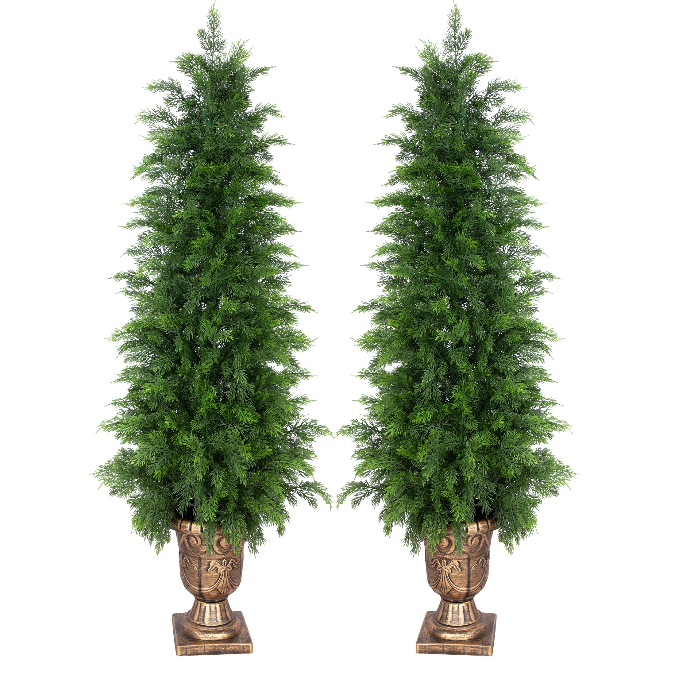 RosyHaven 3ft/4ft/5ft Real Touch Faux Cedar Tree with Decorative Urn Planter , 1Pack/2Pack UV Resistant Artificial Topiary Trees Outdoor for Front Door Porch Bedroom Livingroom Fireplace Holiday Decor