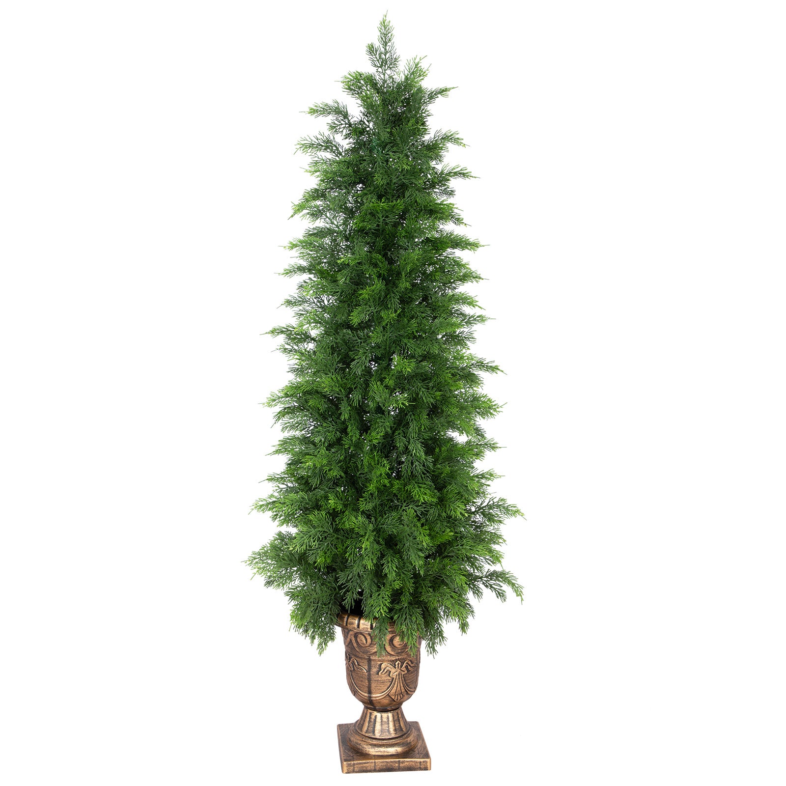 RosyHaven 3ft/4ft/5ft Real Touch Faux Cedar Tree with Decorative Urn Planter , 1Pack/2Pack UV Resistant Artificial Topiary Trees Outdoor for Front Door Porch Bedroom Livingroom Fireplace Holiday Decor