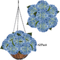 RosyHaven 2Pack Hanging Hydrangea Artificial Flowers with Real Touch Large Bule Hydrangea Flowers,Outdoor Faux Flower Hanging Basket for Spring Summer Porch Balcony Yard Garden Patio Home Decor