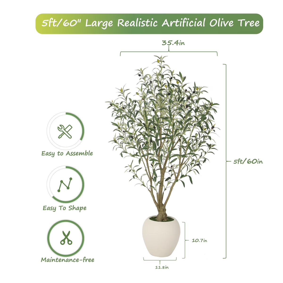 RosyHaven 5/6/7/8/8.1/9ft Super Full Artificial Olive Tree with Minimalist Planter(Size: D11.8"*H10.7"/D15.8"*H13.5"/D18.4"*H16.5"),Warm White Spotlight,108"Tall Faux Olive Tree for Living Room Bedroom Patio Balcony Corner Decor