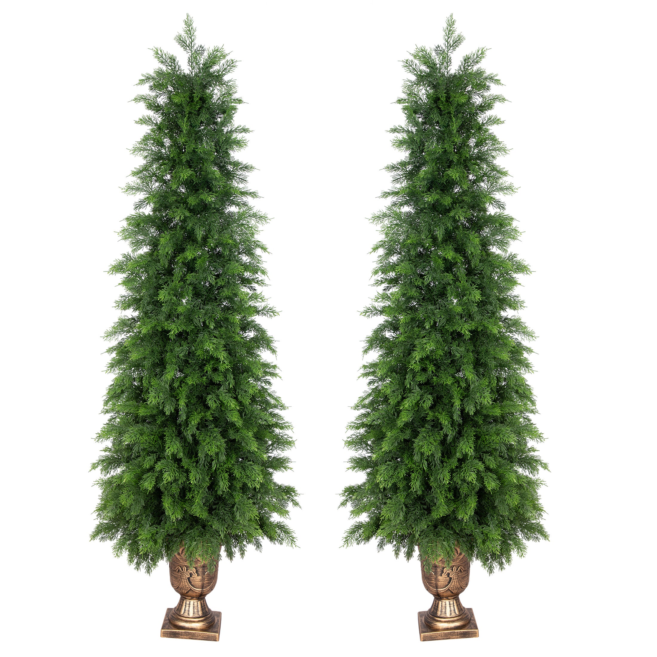 RosyHaven 3ft/4ft/5ft Real Touch Faux Cedar Tree with Decorative Urn Planter , 1Pack/2Pack UV Resistant Artificial Topiary Trees Outdoor for Front Door Porch Bedroom Livingroom Fireplace Holiday Decor