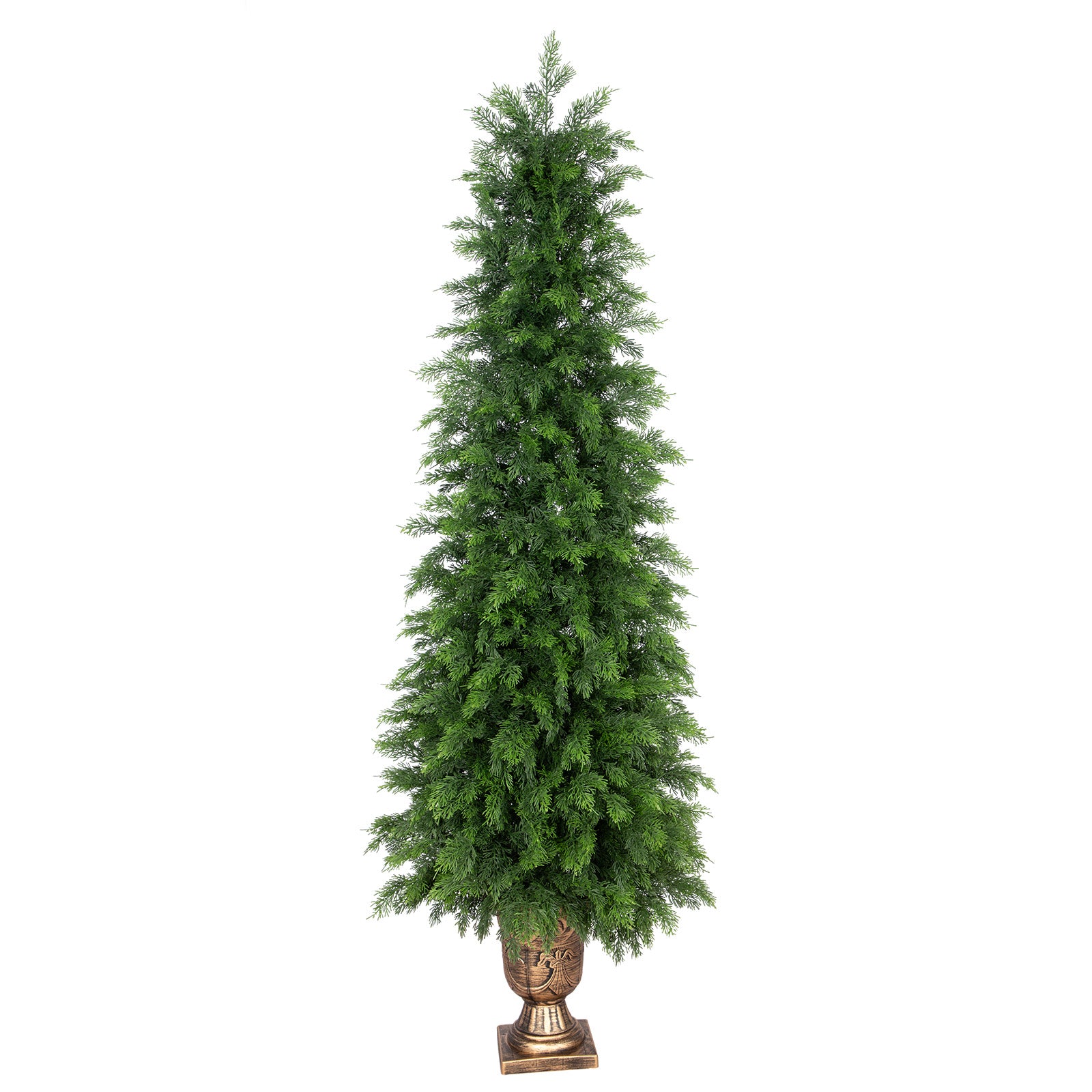 RosyHaven 3ft/4ft/5ft Real Touch Faux Cedar Tree with Decorative Urn Planter , 1Pack/2Pack UV Resistant Artificial Topiary Trees Outdoor for Front Door Porch Bedroom Livingroom Fireplace Holiday Decor