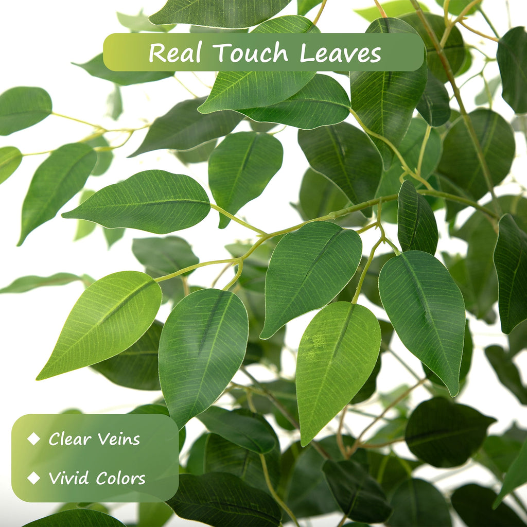 RosyHaven 6ft Resistant UV Artificial Ficus Tree with Real Wood Trunks and Waterproof & Real Touch Leaves, 72"Realistic Faux Ficus Tree for Living Room Bedroom Dining Room Balcony Yard Patio Decor