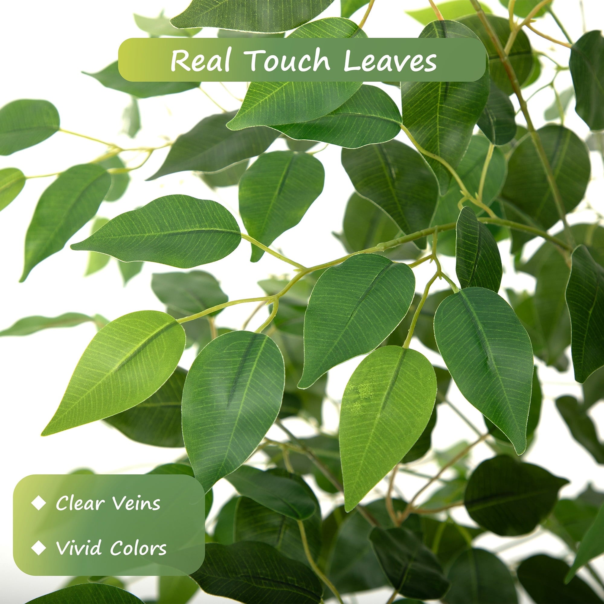 RosyHaven 6ft Resistant UV Artificial Ficus Tree with Real Wood Trunks and Waterproof & Real Touch Leaves, 72"Realistic Faux Ficus Tree for Living Room Bedroom Dining Room Balcony Yard Patio Decor