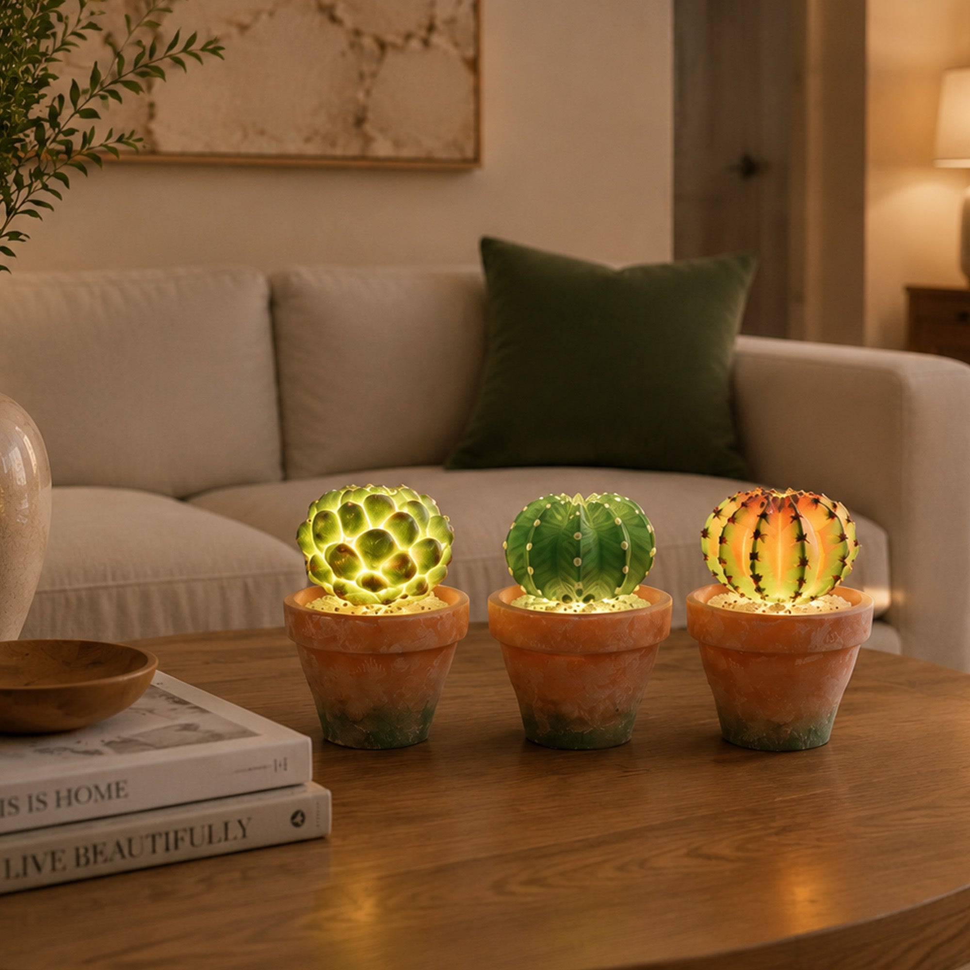 RosyHaven 5.6"+5.8"+5.6"/6.8"+7"+6.7"/7.7"+7.9"+7.9"/9.5" +10.3"+9.3"Small Artificial Succulents Plants in Terracotta Pot with Warm White & Multicolor Changing Light,Set Of 3 Fake Succulents for Table Desk Bathroom Kitchen Bedroom Shelf Decor