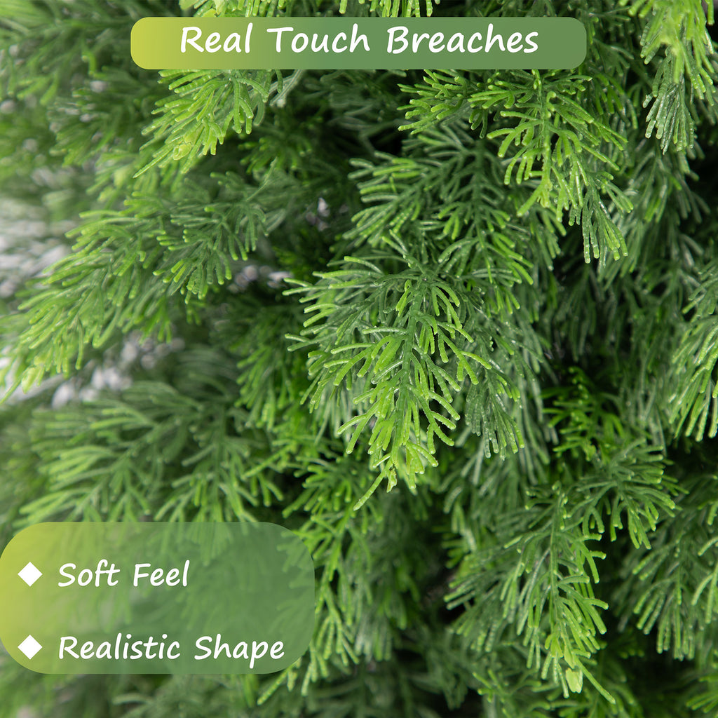 RosyHaven 3ft/4ft/5ft Real Touch Faux Cedar Tree with Decorative Urn Planter , 1Pack/2Pack UV Resistant Artificial Topiary Trees Outdoor for Front Door Porch Bedroom Livingroom Fireplace Holiday Decor