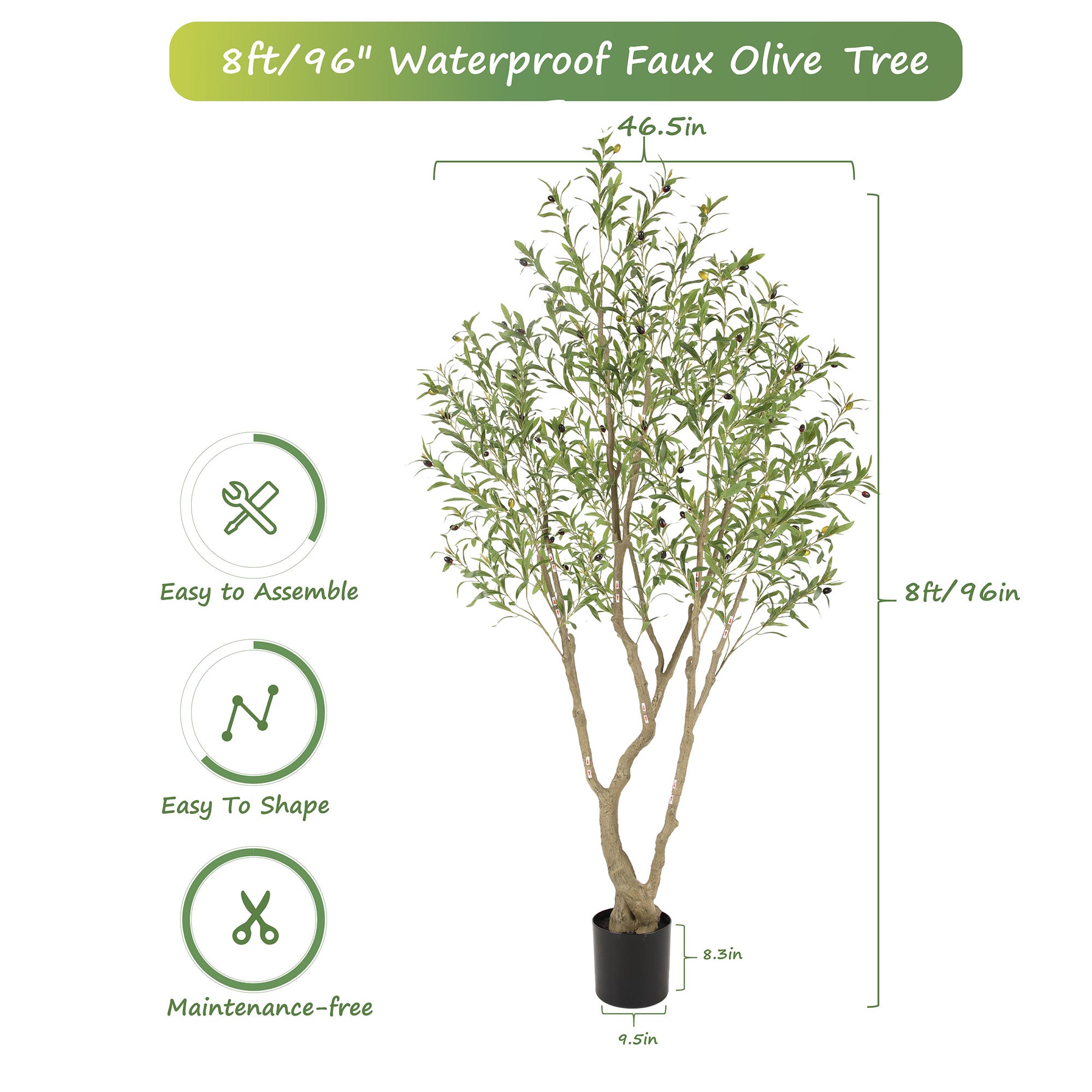 RosyHaven 7ft/8ft UV Resistant Artificial Olive Tree Indoor,Waterproof Faux Olive Tree with Super Full Leaves,Realistic Branches,Vibrant Fruits for Living Room Corner Bedroom Porch Balcony Decor