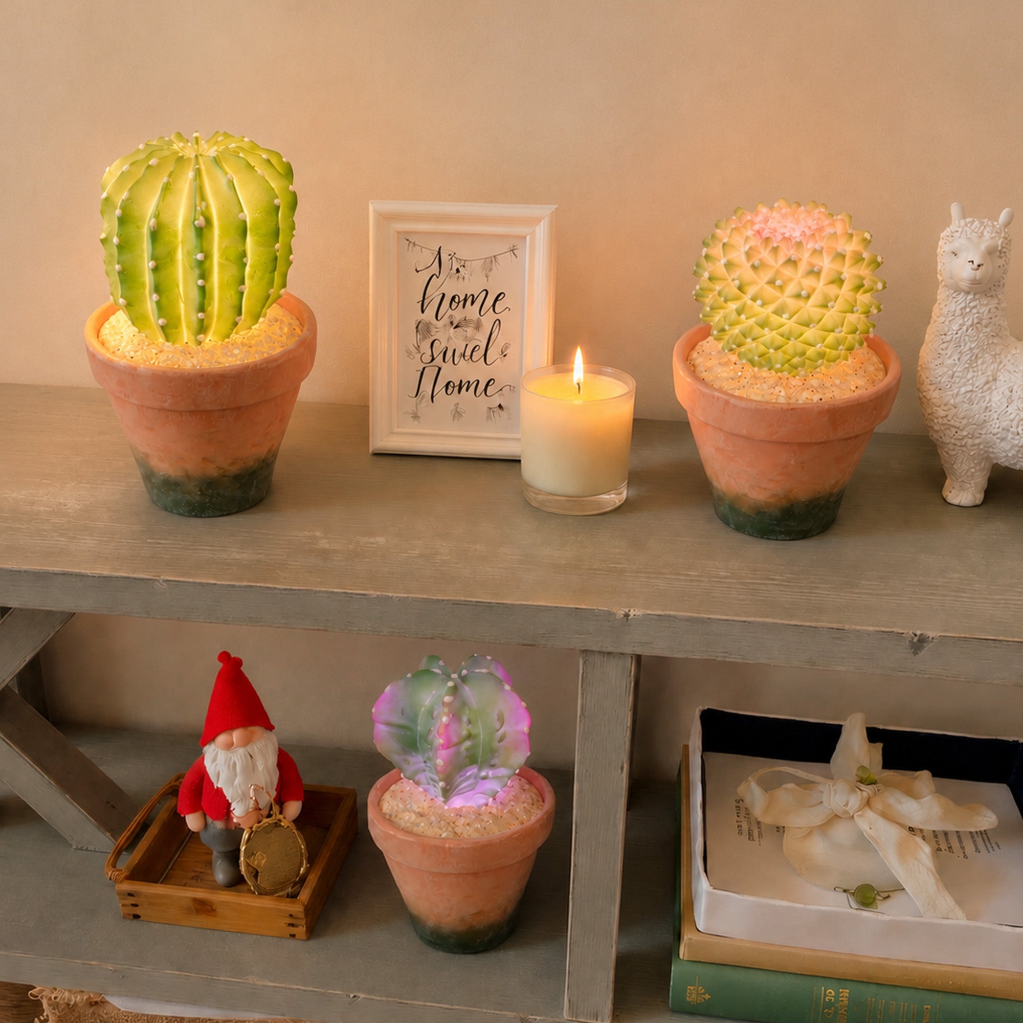 RosyHaven 5.6"+5.8"+5.6"/6.8"+7"+6.7"/7.7"+7.9"+7.9"/9.5" +10.3"+9.3"Small Artificial Succulents Plants in Terracotta Pot with Warm White & Multicolor Changing Light,Set Of 3 Fake Succulents for Table Desk Bathroom Kitchen Bedroom Shelf Decor