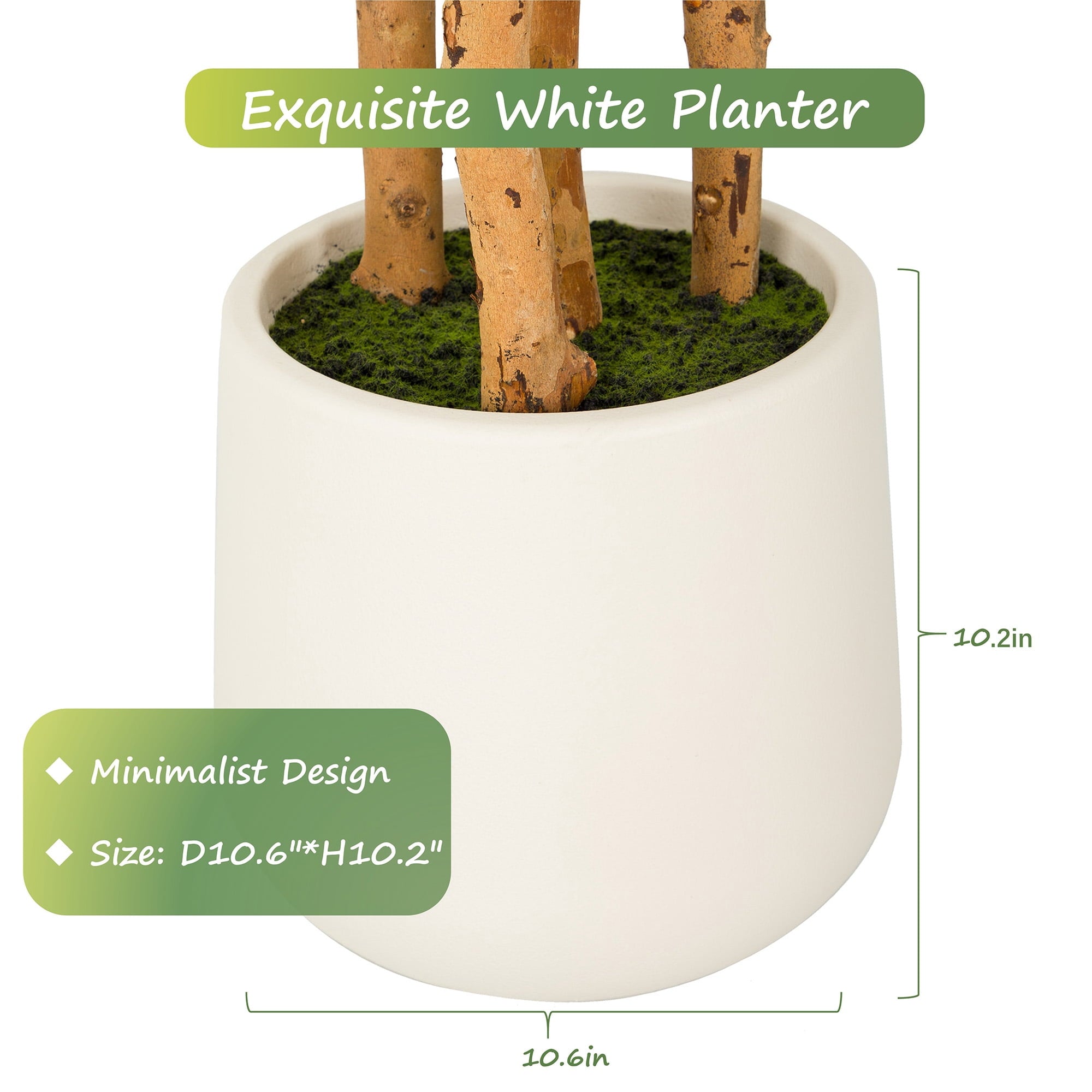 RosyHaven 7ft Resistant UV Artificial Ficus Tree with Exquisite White Planter, Real Wood Trunks, 84"Real Touch Faux Ficus Tree, Fake Ficus Tree Indoor for Living Room Bedroom Dining Room Balcony Pati