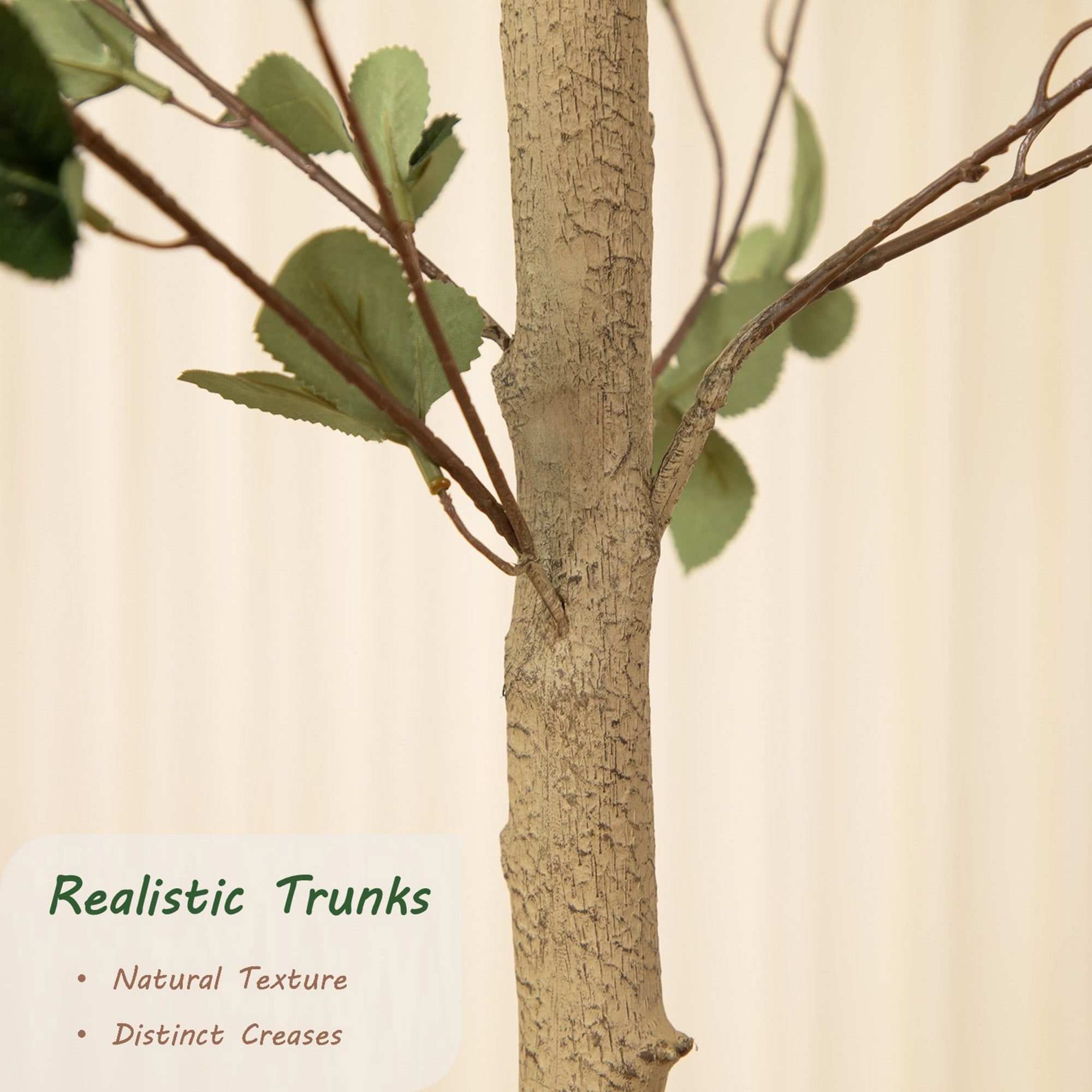 RosyHaven 6/7ft Realistic Faux Quince Leaf Tree, Tall Artificial Quince Leaf Tree with Lifelike Leaves and Trunks for Garden Home Office Porch Balcony Living Room Decor