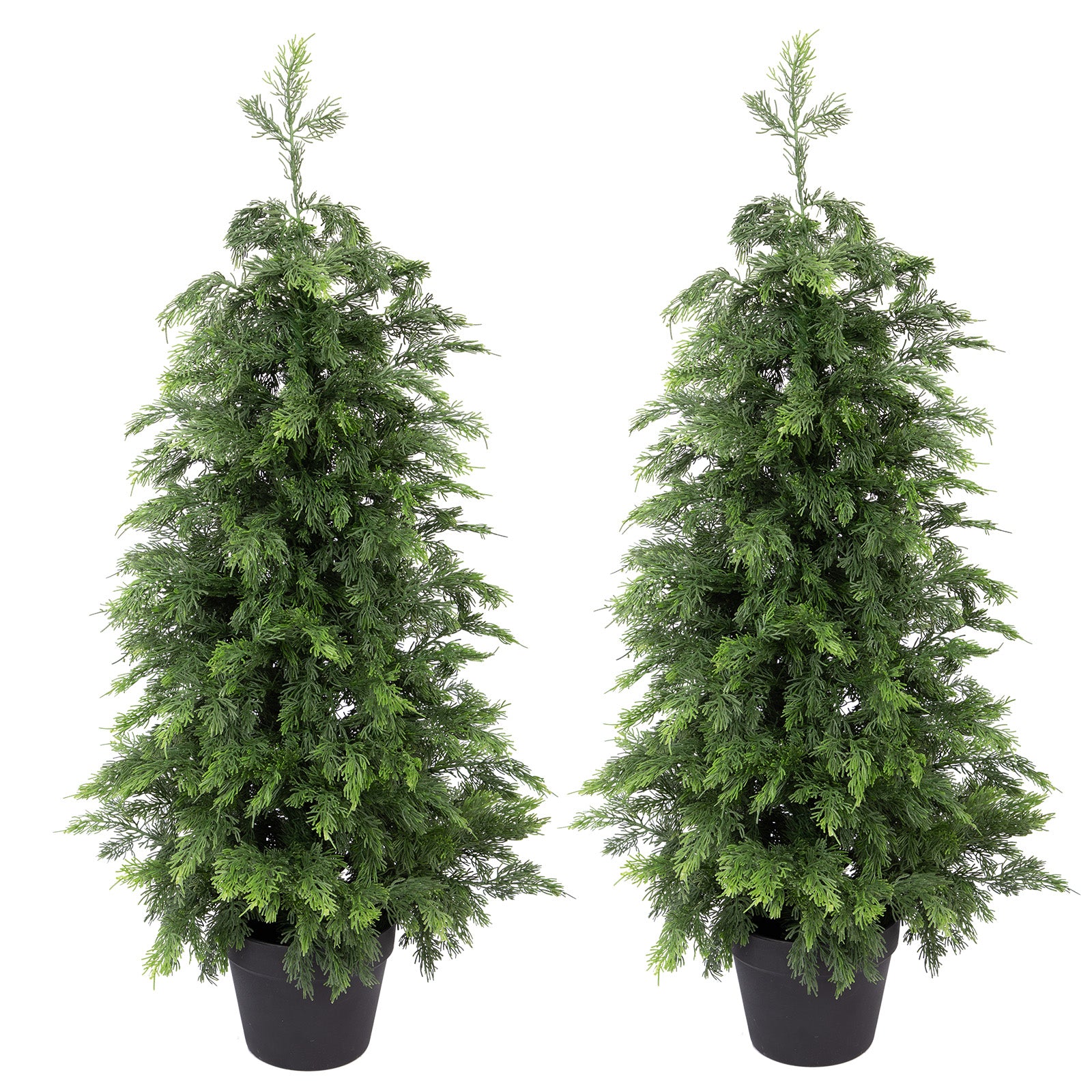 RosyHaven 3ft/4ft UV Resistant Faux Cedar Trees with Soft Feel Branches,2Pack  Full Artificial Cedar Trees for Outdoors,Cedar Topiary Trees Artificial Outdoor for Porch Front Door Patio Decor