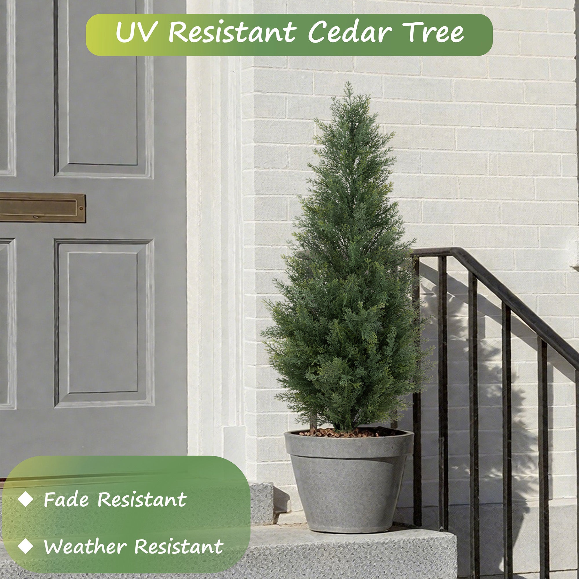 RosyHaven 2pcs 3/4/5ft UV Resistant Artificial Topiary Trees Outdoor, Faux Cedar Tree with Full & Realistic Leaves for Front Door Proch Patio Deck Room Decor