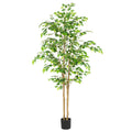 RosyHaven 5ft/6ft/7ft/8ft Real Touch Artificial Ficus Tree , Resistant UV Faux Ficus Tree with Waterproof Leaves and Realitic Trunks for Living Room Bedroom Dining Room Balcony Yard Patio Decor