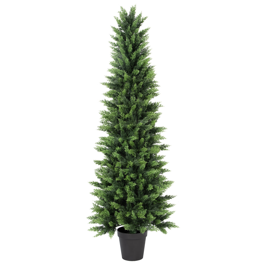 RosyHaven 6ft/7ft Real Touch Cedar Christmas Tree, UV Resistant Artificial Cedar Tree, with Realistic and Full Branches for Front Door Porch Bedroom Livingroom Fireplace Holiday Decor.