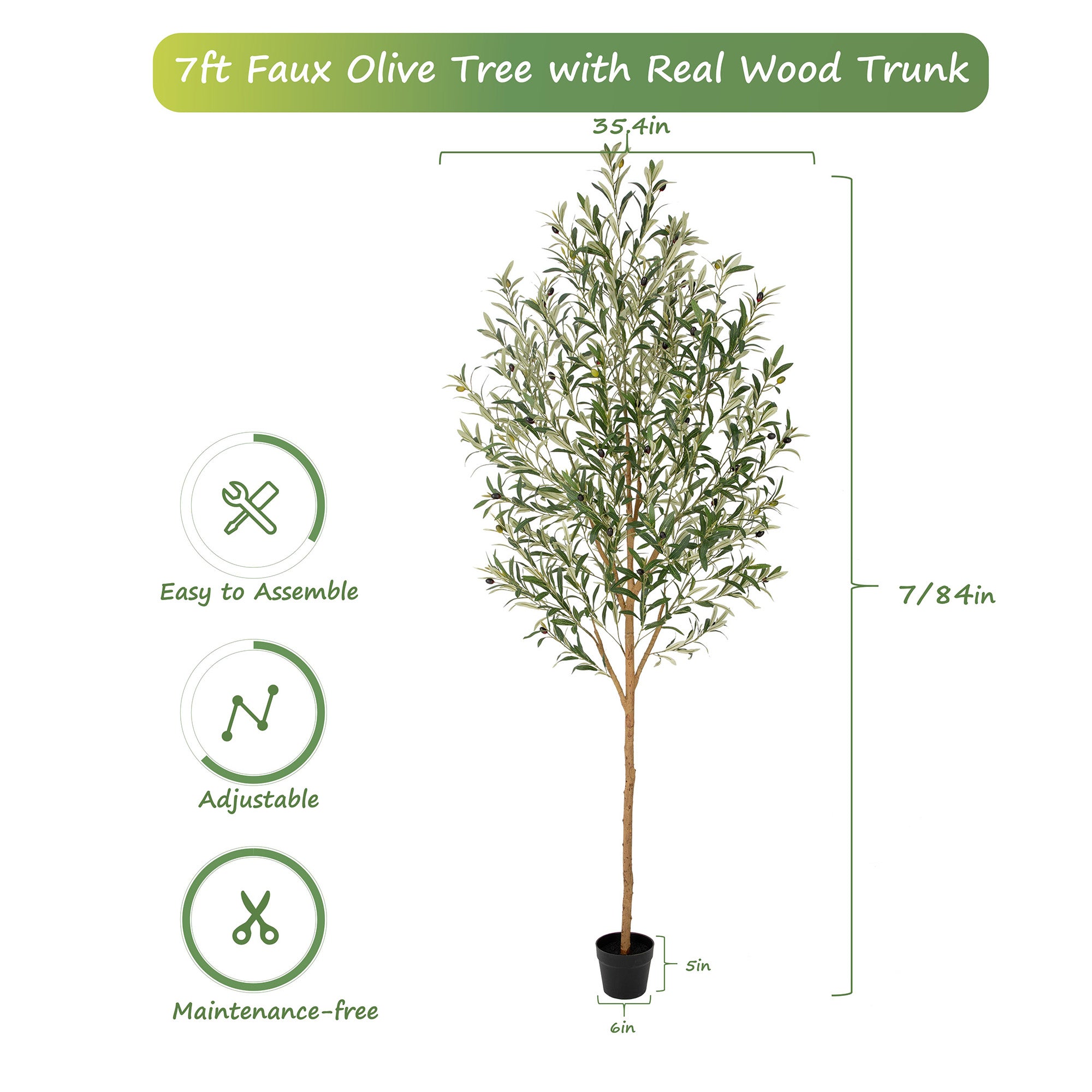 RosyHaven 5ft/6ft/7ft Realistic Artificial Olive Tree Indoor,Faux Olive Tree with Real Wood Trunks,Lifelike Leaves and Vibrant Fruits for Home Office Living Room Bedroom Garden Porch Balcony Corner Decor