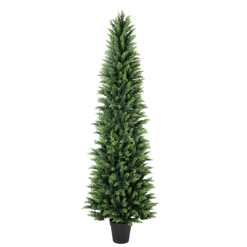 RosyHaven 6ft/7ft Real Touch Cedar Christmas Tree, UV Resistant Artificial Cedar Tree, with Realistic and Full Branches for Front Door Porch Bedroom Livingroom Fireplace Holiday Decor.