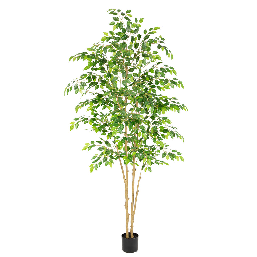RosyHaven 5ft/6ft/7ft/8ft Real Touch Artificial Ficus Tree , Resistant UV Faux Ficus Tree with Waterproof Leaves and Realitic Trunks for Living Room Bedroom Dining Room Balcony Yard Patio Decor