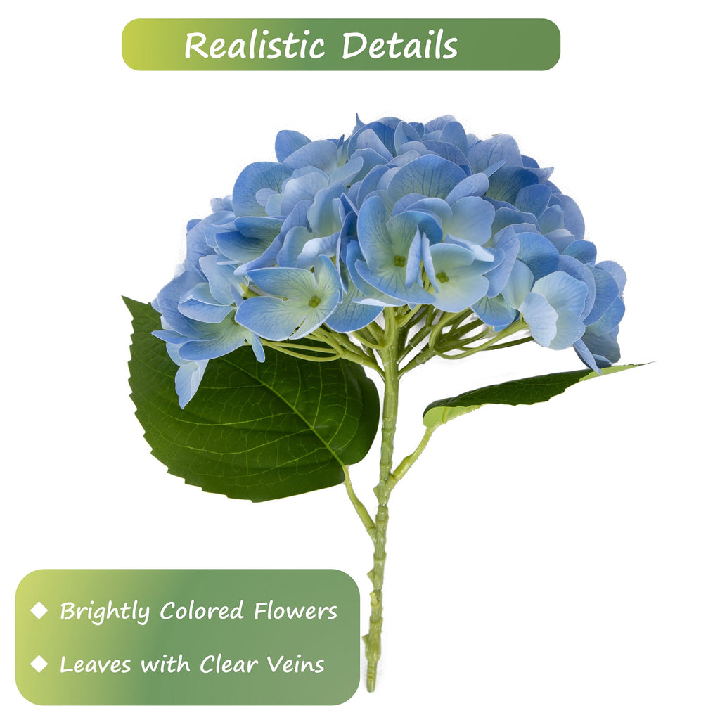 RosyHaven 2Pack Hanging Hydrangea Artificial Flowers with Real Touch Large Bule Hydrangea Flowers,Outdoor Faux Flower Hanging Basket for Spring Summer Porch Balcony Yard Garden Patio Home Decor