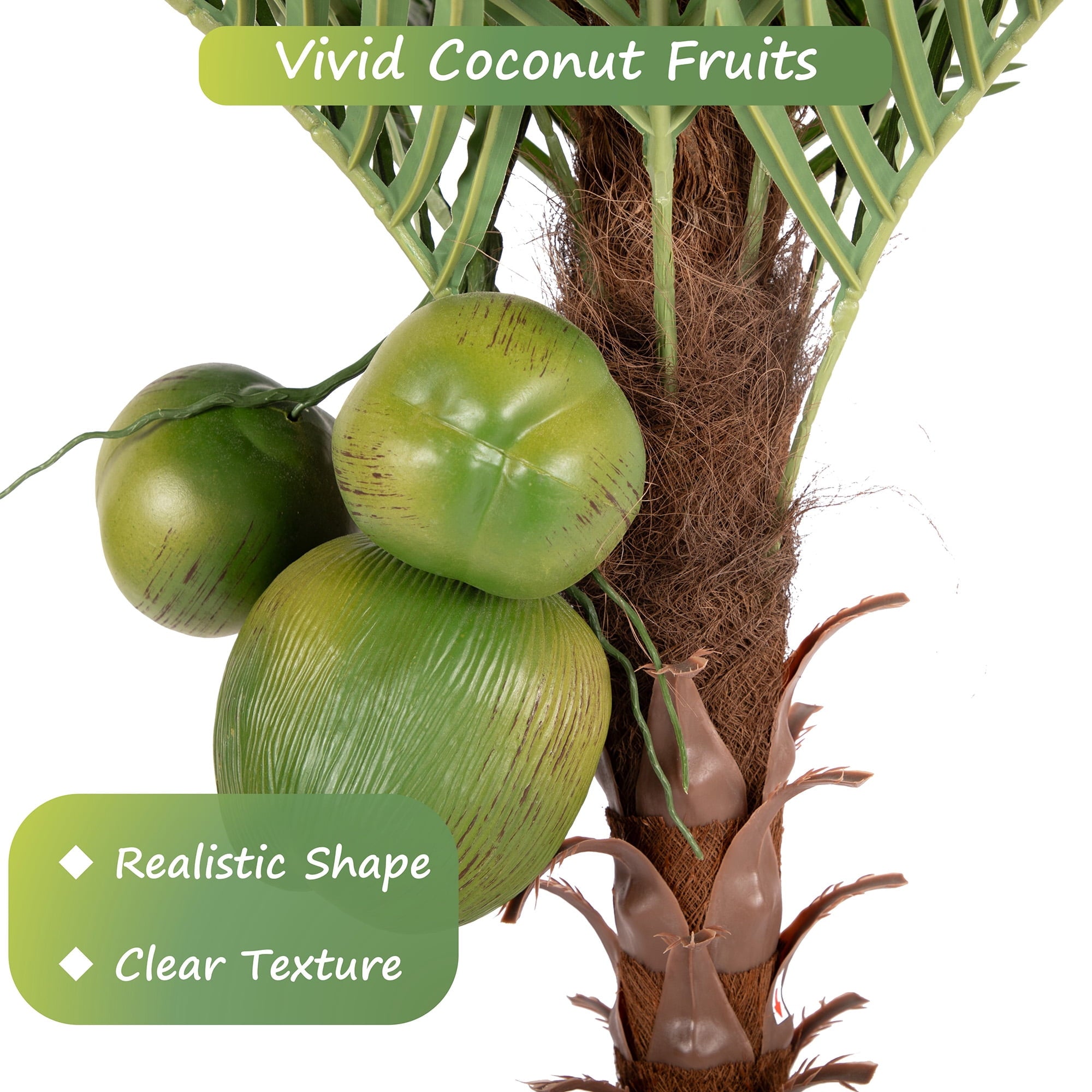 RosyHaven 7ft UV Resistant Artificial Palm Tree with Coconut Fruits,84" Large Coconut Palm Tree with Full Leavesd and Realistic Trunks for Pool Patio Living Room Balcony Outdoor Indoor Decor