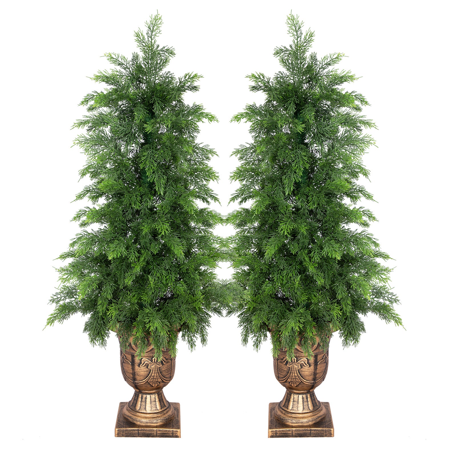 RosyHaven 3ft/4ft/5ft Real Touch Faux Cedar Tree with Decorative Urn Planter , 1Pack/2Pack UV Resistant Artificial Topiary Trees Outdoor for Front Door Porch Bedroom Livingroom Fireplace Holiday Decor