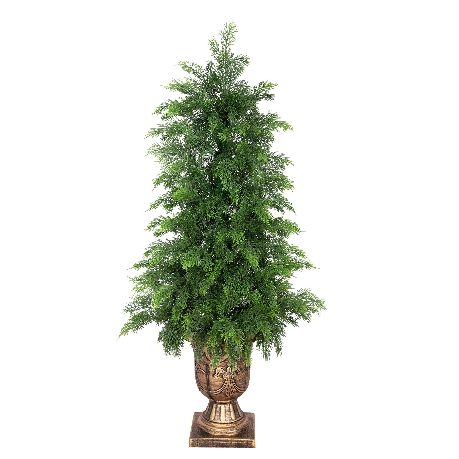 RosyHaven 3ft/4ft/5ft Real Touch Faux Cedar Tree with Decorative Urn Planter , 1Pack/2Pack UV Resistant Artificial Topiary Trees Outdoor for Front Door Porch Bedroom Livingroom Fireplace Holiday Decor