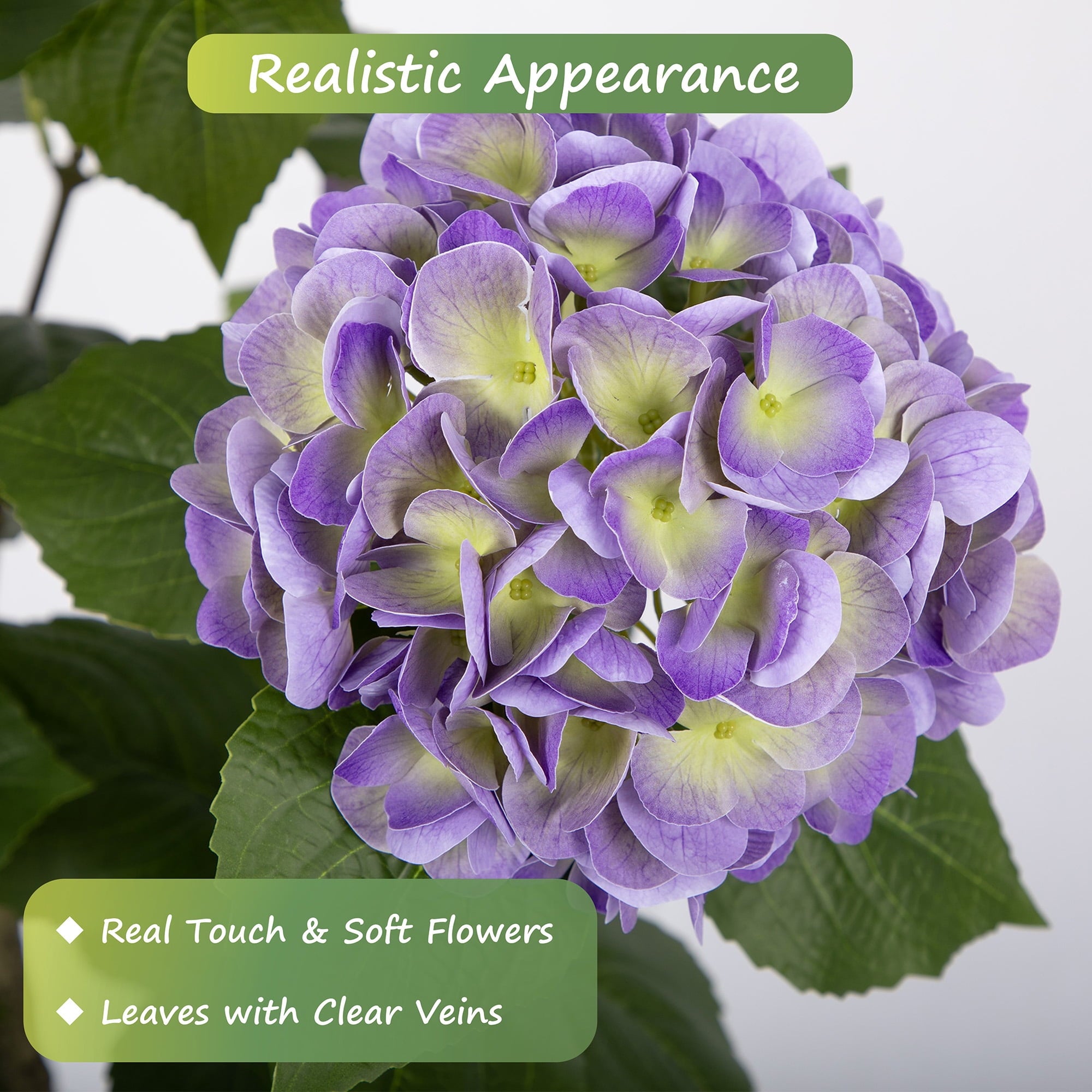 RosyHaven 4ft Real Touch Faux Hydrangea Tree Outdoor with Realistic & Waterproof Premium Latex Flowers,2Pack 48"Artificial Hydrangea Tree,Fake Outdoor Plants for Porch Patio Garden Room Decor,Purple