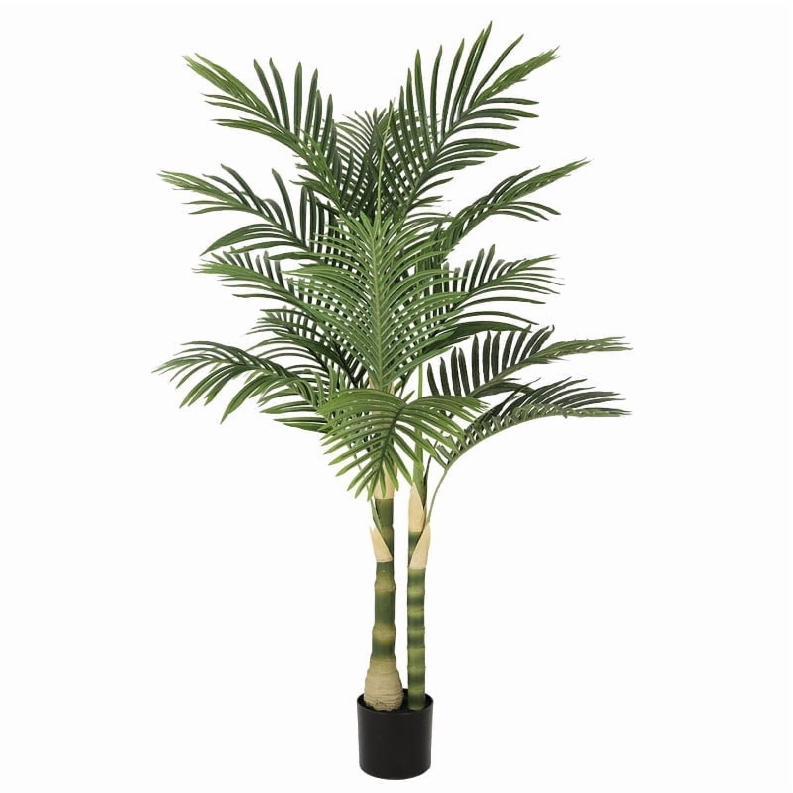 RosyHaven 5ft UV Resistant Artificial Golden Cane Palm Tree with Full Leaves and Realistic Trunks,60"Faux Palm Tree,Fake Palm Tree for Poolside Patio Living Room Balcony Outdoor Indoor Decor