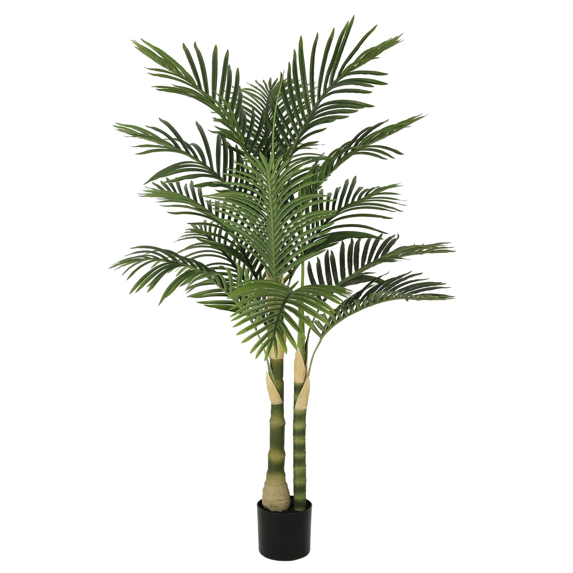 RosyHaven 5ft UV Resistant Artificial Golden Cane Palm Tree with Full Leaves and Realistic Trunks,60"Faux Palm Tree,Fake Palm Tree for Poolside Patio Living Room Balcony Outdoor Indoor Decor