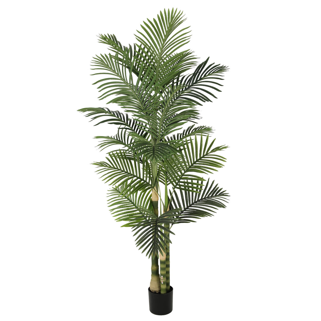 RosyHaven 5ft UV Resistant Artificial Golden Cane Palm Tree with Full Leaves and Realistic Trunks,60"Faux Palm Tree,Fake Palm Tree for Poolside Patio Living Room Balcony Outdoor Indoor Decor