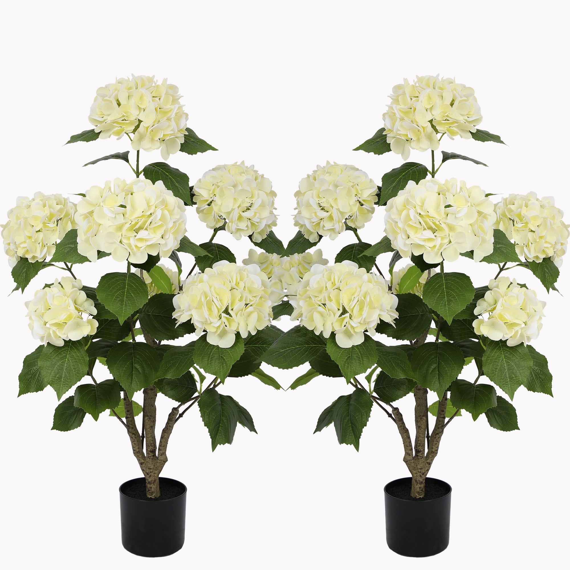 RosyHaven 4ft Real Touch Faux Hydrangea Tree Outdoor with Realistic & Waterproof Premium Latex Flowers,2Pack 48"Artificial Hydrangea Tree,Fake Outdoor Plants for Porch Patio Garden Room Decor,Purple