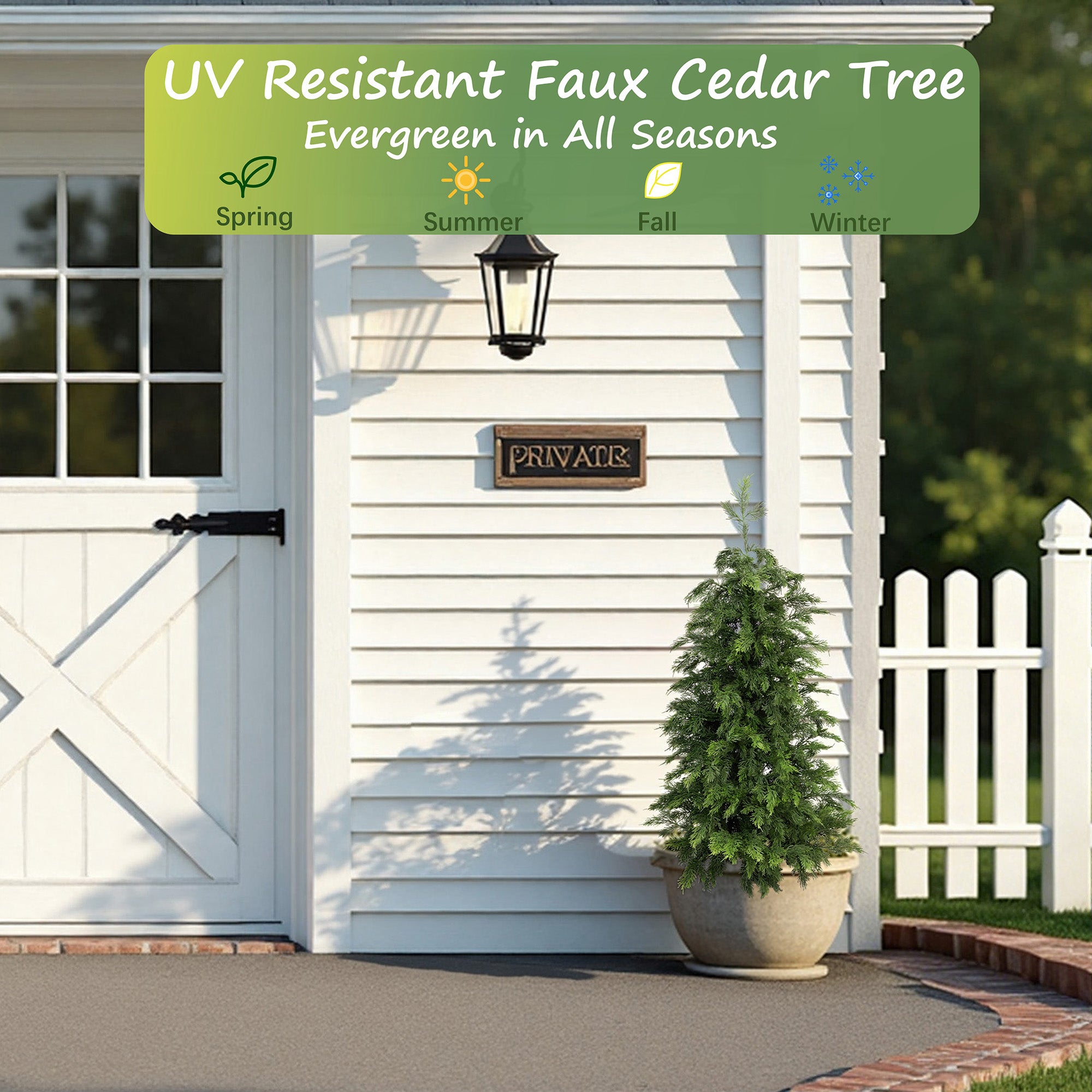 RosyHaven 3ft/4ft UV Resistant Faux Cedar Trees with Soft Feel Branches,2Pack  Full Artificial Cedar Trees for Outdoors,Cedar Topiary Trees Artificial Outdoor for Porch Front Door Patio Decor