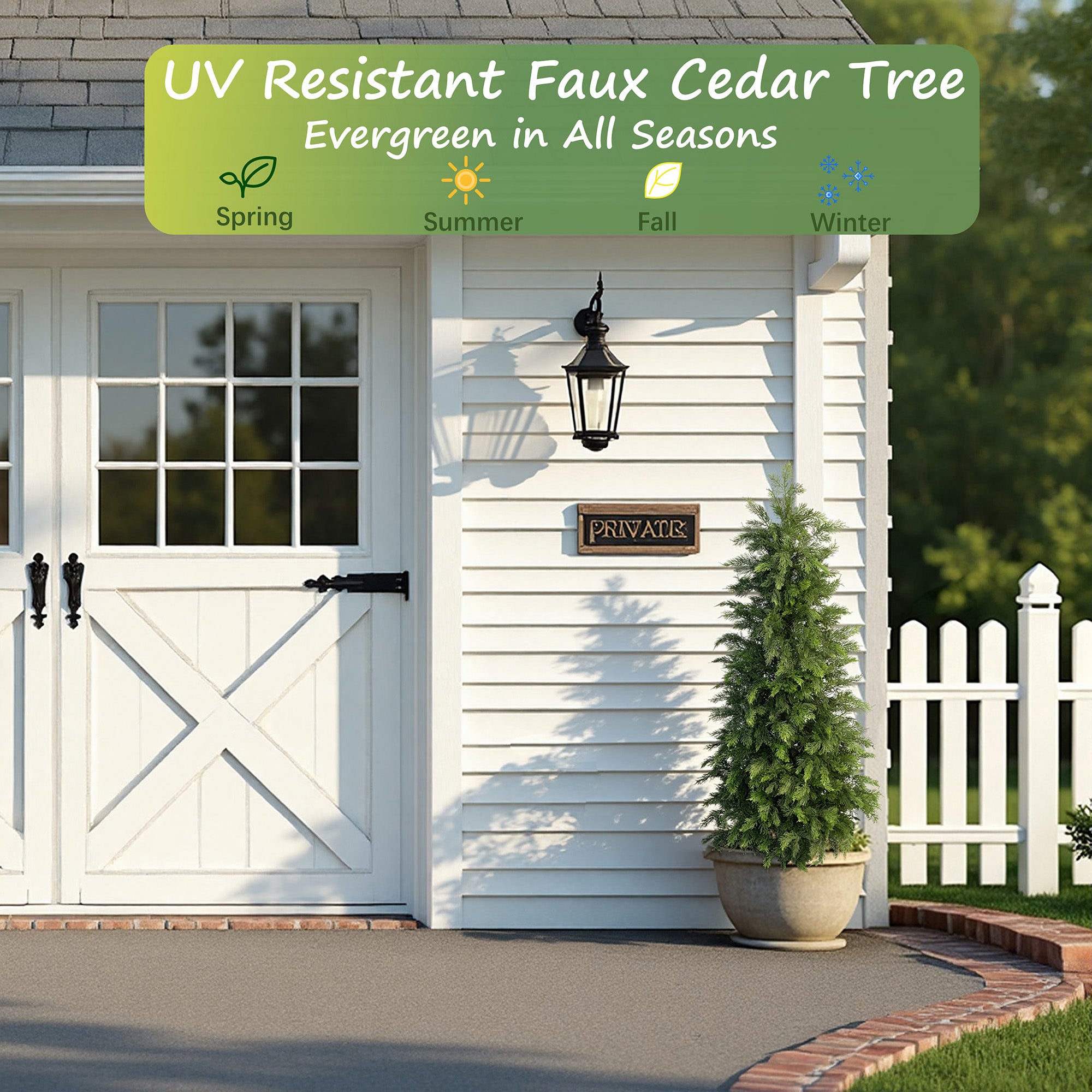 RosyHaven 3ft/4ft UV Resistant Faux Cedar Trees with Soft Feel Branches,2Pack  Full Artificial Cedar Trees for Outdoors,Cedar Topiary Trees Artificial Outdoor for Porch Front Door Patio Decor