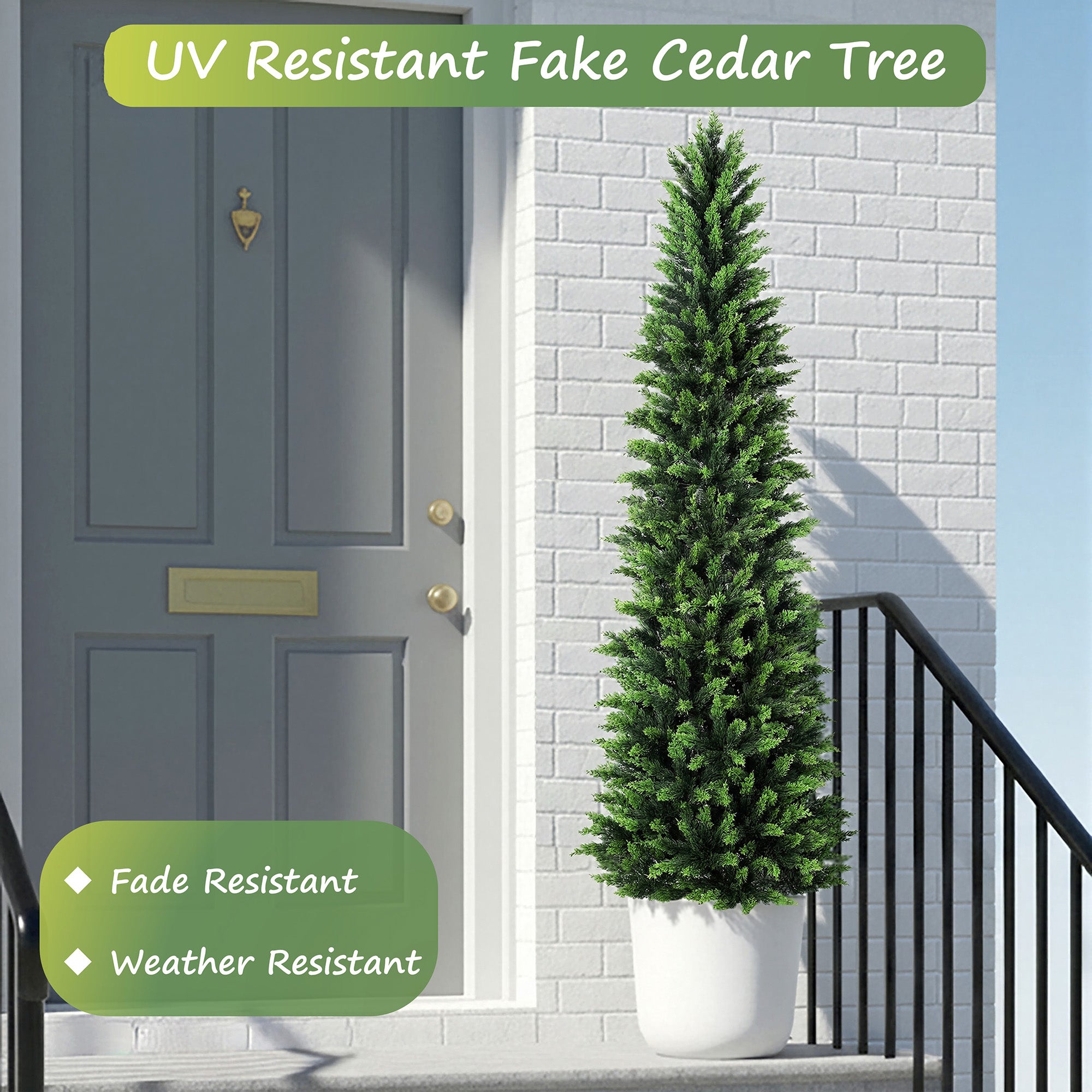 RosyHaven 6ft/7ft Real Touch Cedar Christmas Tree, UV Resistant Artificial Cedar Tree, with Realistic and Full Branches for Front Door Porch Bedroom Livingroom Fireplace Holiday Decor.