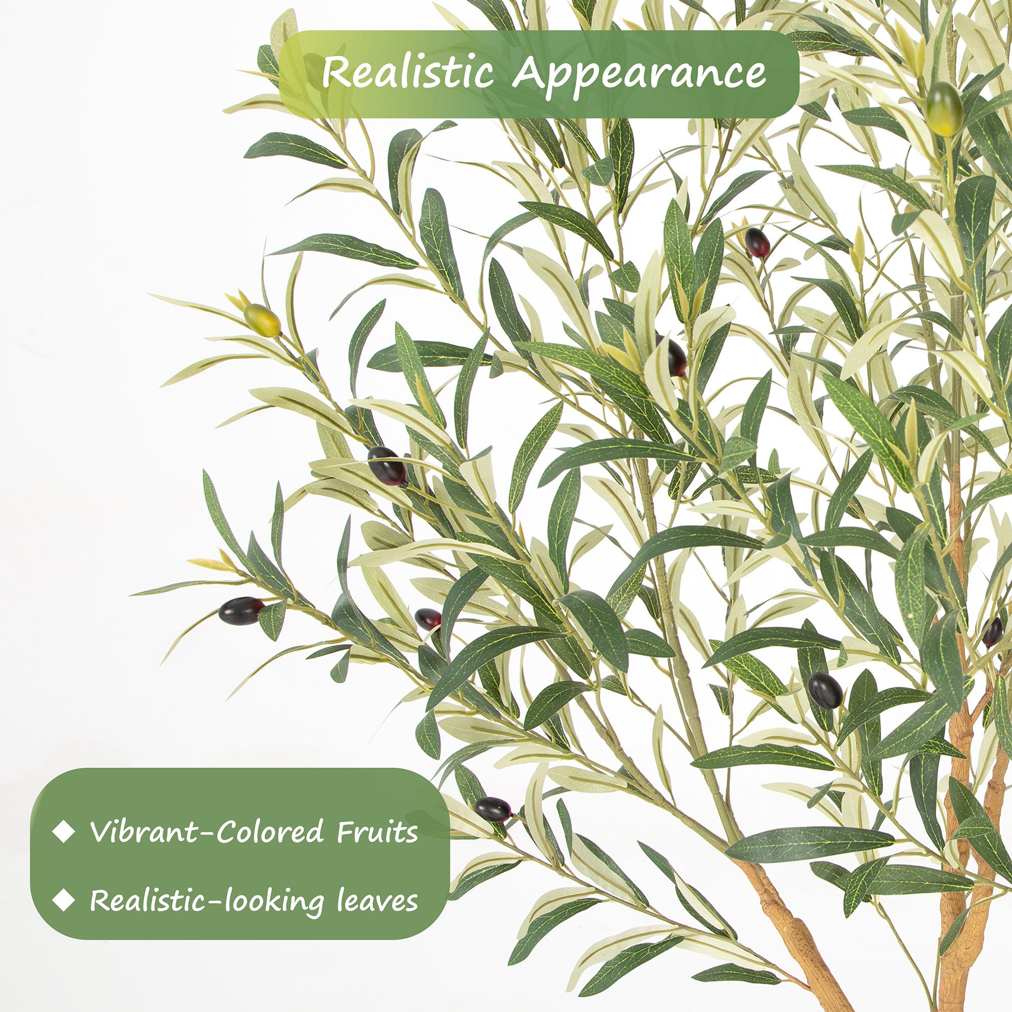 RosyHaven 5ft/6ft/7ft Realistic Artificial Olive Tree Indoor,Faux Olive Tree with Real Wood Trunks,Lifelike Leaves and Vibrant Fruits for Home Office Living Room Bedroom Garden Porch Balcony Corner Decor