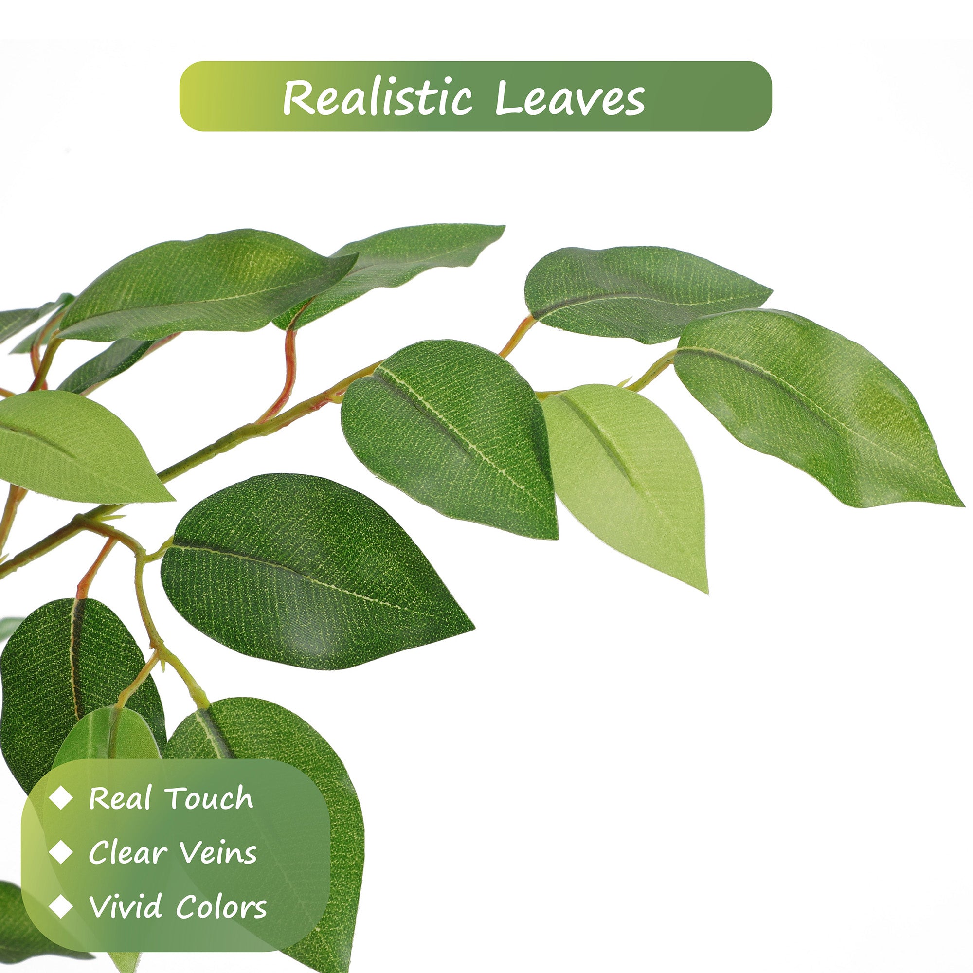 RosyHaven 5ft/6ft/7ft/8ft Real Touch Artificial Ficus Tree , Resistant UV Faux Ficus Tree with Waterproof Leaves and Realitic Trunks for Living Room Bedroom Dining Room Balcony Yard Patio Decor