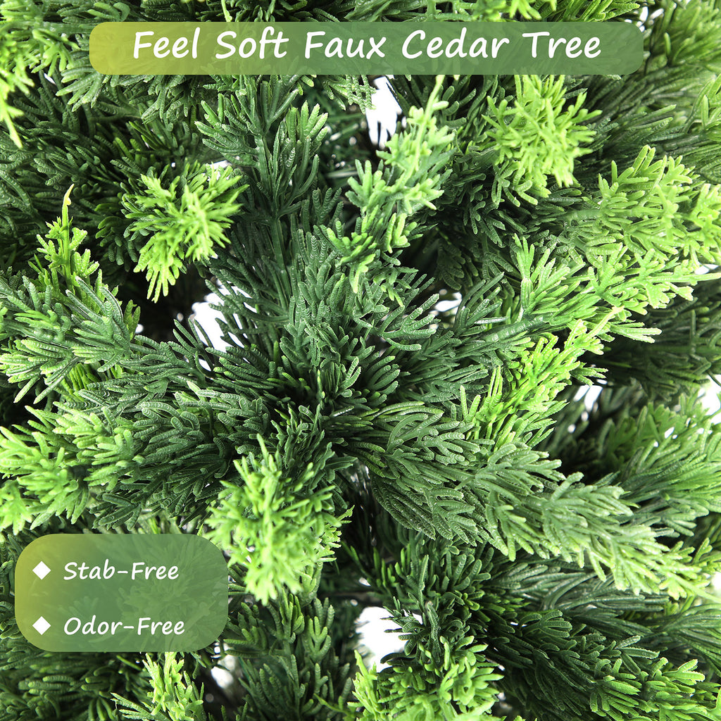 RosyHaven 6ft/7ft Real Touch Cedar Christmas Tree, UV Resistant Artificial Cedar Tree, with Realistic and Full Branches for Front Door Porch Bedroom Livingroom Fireplace Holiday Decor.