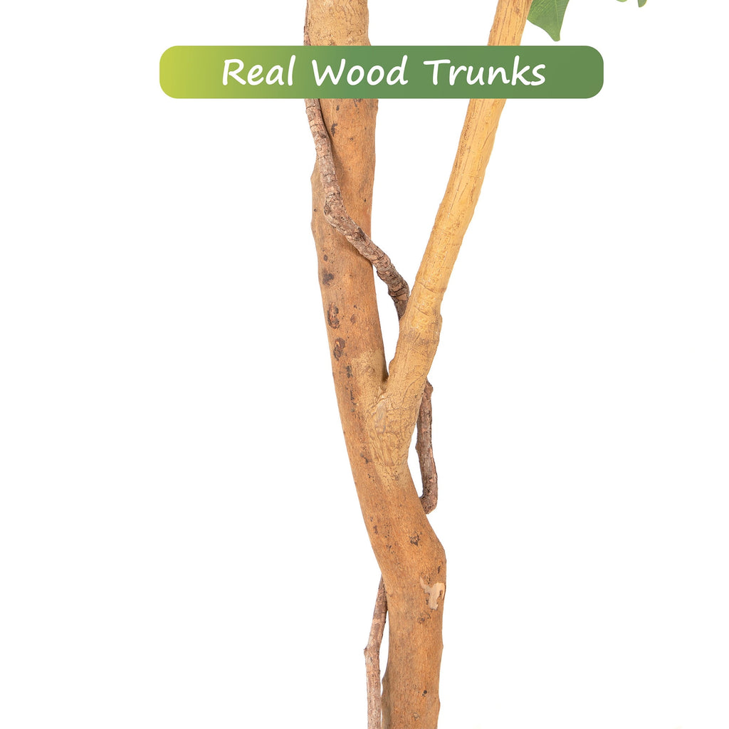RosyHaven 6ft Resistant UV Artificial Ficus Tree with Real Wood Trunks and Waterproof & Real Touch Leaves, 72"Realistic Faux Ficus Tree for Living Room Bedroom Dining Room Balcony Yard Patio Decor