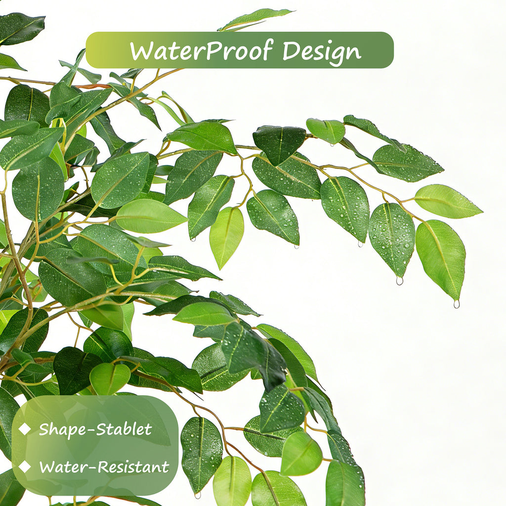 RosyHaven 5ft/6ft/7ft/8ft Real Touch Artificial Ficus Tree , Resistant UV Faux Ficus Tree with Waterproof Leaves and Realitic Trunks for Living Room Bedroom Dining Room Balcony Yard Patio Decor
